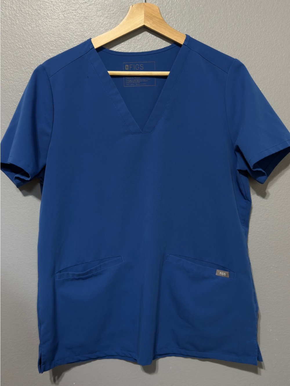 Figs Classic V-Neck Scrub Top in Royal Blue